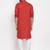 Red solid cotton blend straight kurta for men