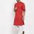 Red solid cotton blend straight kurta for men