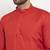Red solid cotton blend straight kurta for men