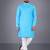 Skyblue solid cotton blend straight kurta for men