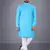 Skyblue solid cotton blend straight kurta for men