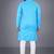Skyblue solid cotton blend straight kurta for men