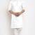 White solid cotton blend straight kurta for men