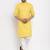 Yellow solid cotton blend straight kurta for men
