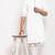 White solid cotton blend straight kurta for men