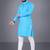 Skyblue solid cotton blend straight kurta for men
