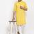 Yellow solid cotton blend straight kurta for men
