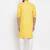Yellow solid cotton blend straight kurta for men
