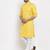Yellow solid cotton blend straight kurta for men