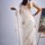 White color soft oregenza tissue handwork zircon border saree