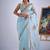 Sky color soft oregenza tissue handwork zircon border saree