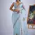 Sky color soft oregenza tissue handwork zircon border saree