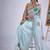 Sky color soft oregenza tissue handwork zircon border saree