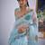 Sky color soft oregenza tissue handwork zircon border saree