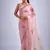 Pink color soft oregenza tissue handwork zircon border saree