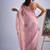 Pink color soft oregenza tissue handwork zircon border saree