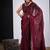 Maroon color fendy satin silk two tone zircon cut dana handwork saree