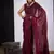Maroon color fendy satin silk two tone zircon cut dana handwork saree