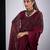 Maroon color fendy satin silk two tone zircon cut dana handwork saree