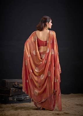 Fenta fendi silk blend two ton with foil handwork zircon work saree 3