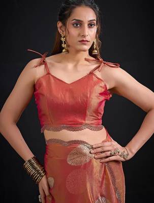 Fenta fendi silk blend two ton with foil handwork zircon work saree 4