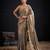 Grey color fendi silk two ton with foil handwork zircon work saree