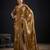 Gold color fendi silk two ton with foil handwork zircon work saree
