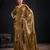Gold color fendi silk two ton with foil handwork zircon work saree
