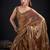 Chiku color fendi silk two ton with foil handwork zircon work saree