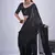 Black color fendy satin silk blend two tone zircon cut dana & sequence hand work saree