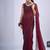 Maroon color fendy satin silk two tone zircon cut dana & sequence hand work saree