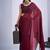 Maroon color fendy satin silk two tone zircon cut dana & sequence hand work saree