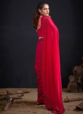 Rani fendy satin silk blend two tone zircon sequence handwork saree 3