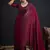 Maroon color fendy satin silk two tone zircon sequence handwork saree