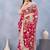 Red color net resham embroidered & handwork zircon work saree