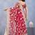 Red color net resham embroidered & handwork zircon work saree