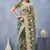 Mehendi green color net resham embroidered & handwork zircon work saree