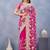 Rani color net resham embroidered & handwork zircon work saree