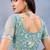 Sea green color net resham embroidered & handwork zircon work saree