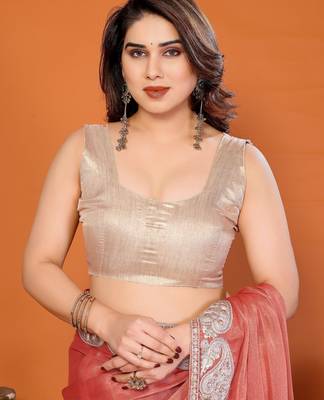 sitara silk blend embroidery work saree with unstitched gota patti blouse 4