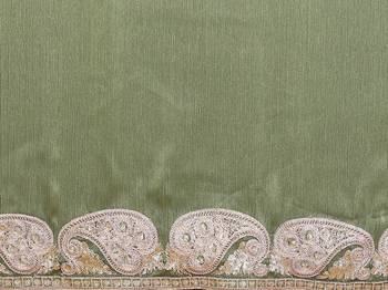 sitara silk blend embroidery work saree with unstitched gota patti blouse 4