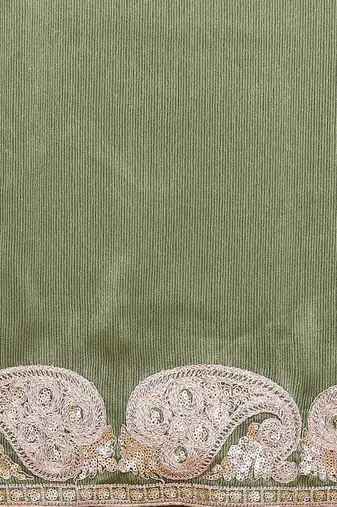 sitara silk blend embroidery work saree with unstitched gota patti blouse