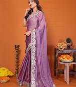 sitara silk blend embroidery work saree with unstitched gota patti blouse