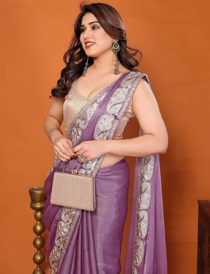 sitara silk blend embroidery work saree with unstitched gota patti blouse 4