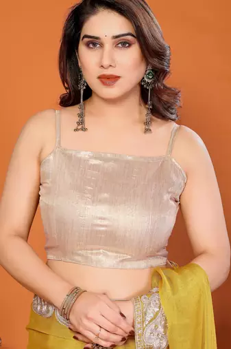 sitara silk blend embroidery work saree with unstitched gota patti blouse