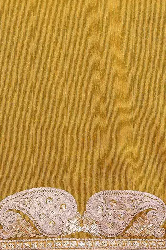 sitara silk blend embroidery work saree with unstitched gota patti blouse