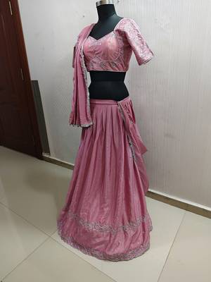 Embroidered Thread Work Ready To Wear Lehenga & Blouse With Dupatta Free Size Upto 42 3
