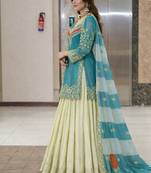 Embroidered Ready To Wear Lehenga & Blouse With Dupatta Free Size Upto 42