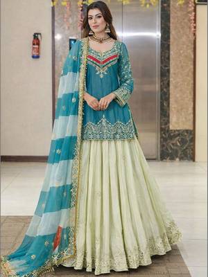 Embroidered Ready To Wear Lehenga & Blouse With Dupatta Free Size Upto 42 2