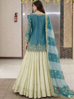 Embroidered Ready To Wear Lehenga & Blouse With Dupatta Free Size Upto 42 3